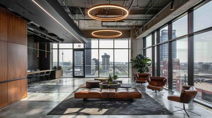 Modern Office Lounge with City View