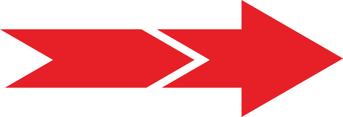 Red arrow Right Direction isolated on a white background. Simple red arrow. Red rrow pointing right. Arrow shape element.