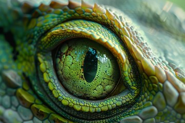 Close-up of a Wild Dragon with Piercing Green Eyes, Symbolizing the Majesty of Nature and the Spirit of Adventure, Perfect for Fantasy Art and Mythical Creatures Enthusiasts.