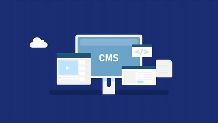 Content management system software, Add, edit and delete content with CMS software technology, Website using CMS application. Animation video clip.