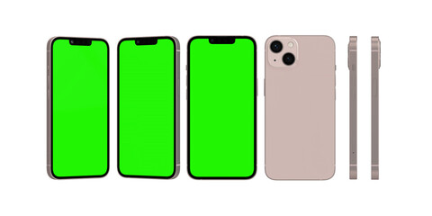 Different angle mockup of a warm white smartphone