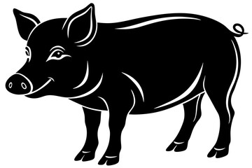 Pig vector icon. Pig black silhouette isolated on white background. Vector illustration