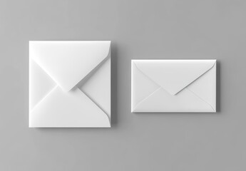 The envelope and letter mockup are isolated on a soft gray background. 3D illustration.