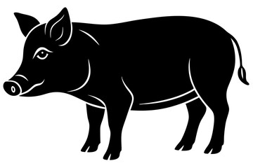 Pig vector icon. Pig black silhouette isolated on white background. Vector illustration