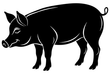 Pig vector icon. Pig black silhouette isolated on white background. Vector illustration