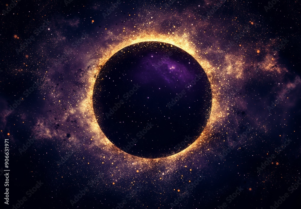 Poster black transparent png background with abstract purple circle and portal. stock image.