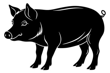 Pig vector icon. Pig black silhouette isolated on white background. Vector illustration