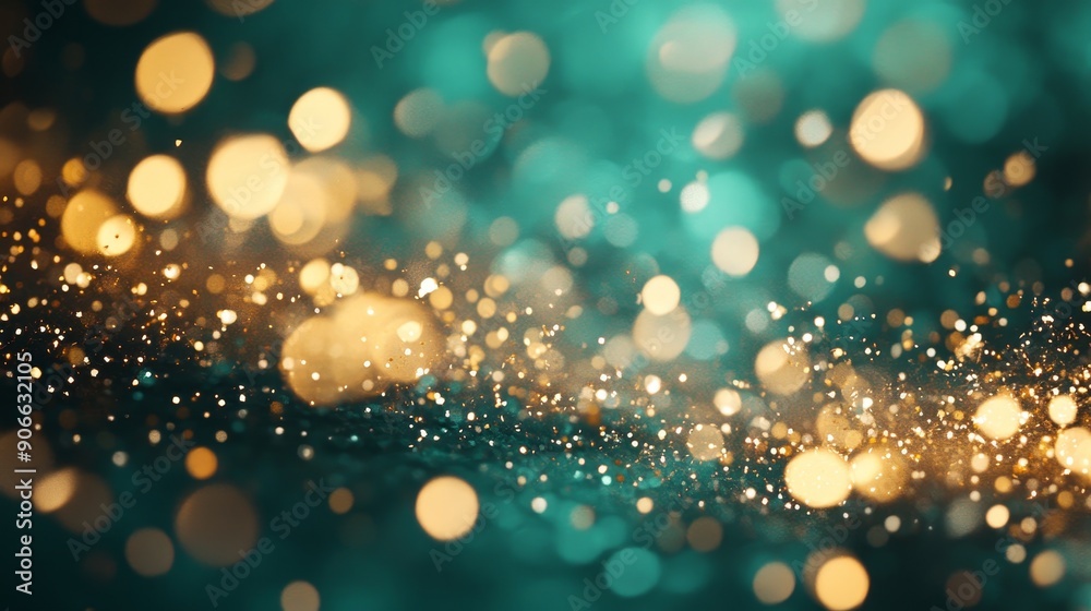 Aufkleber A glimmering golden bokeh effect is presented on a dark green backdrop during St. Patrick's Day