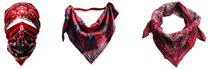 Set of Bandanna isolated on transparent background.
