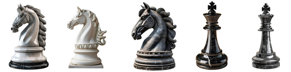 Fototapeta premium Set of chess pieces isolated on transparent background
