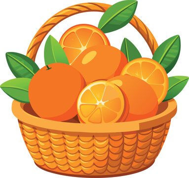 oranges in woven basket clip art preview