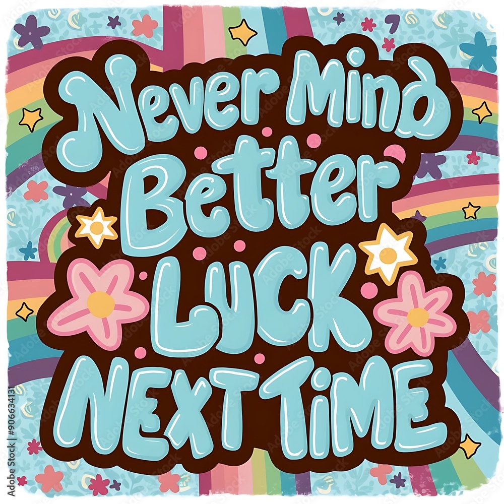 Wall mural Never Mind Better Luck Next Time colorful background and text (T-shirt Design Motivational Quote, Illustration ,Typography)