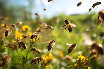 Effervescent Energy: Capturing the Industrious Journey of Bees in Nature