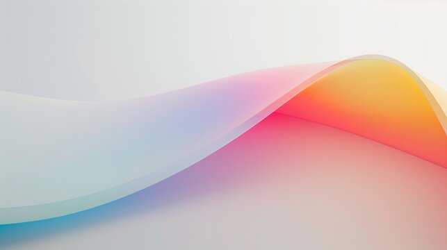 Fototapeta A curved, smooth surface with a gradient of pastel rainbow colors on a white background.