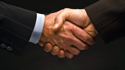 Obraz premium Two men shake hands in a business meeting. The handshake is a symbol of agreement and trust. Concept of professionalism and respect