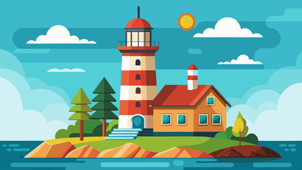 Charming lighthouse vector art illustration 