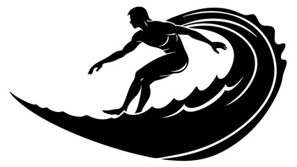 High-Quality Surfer on Wave Art for Ocean and Adventure Graphics