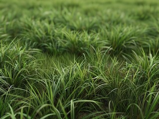 Obraz premium A field of lush green grass with a bright red fire hydrant standing out in the center