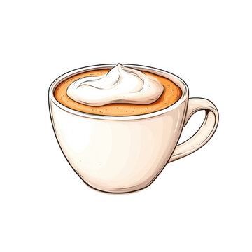white cup coffee with whipped cream clip art preview