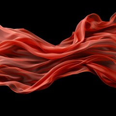 Obraz premium Ethereal Red Silk Drapes Gracefully Flowing on a Black Background, a Conceptual Image of Motion and Elegance