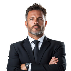 A man in a suit and tie with a watch on his wrist