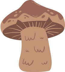 flat abstract realistic brown edible spring mushroom