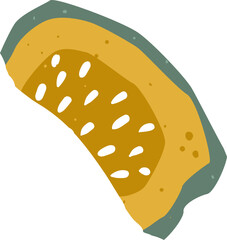 flat abstract cut piece of green pumpkin