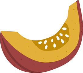 flat abstract cut piece of red pumpkin