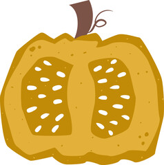 flat abstract round pumpkin cut in half