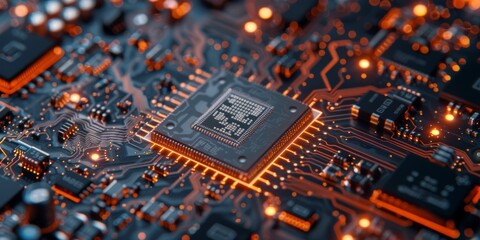 Innovative Smartphone CPU and SMD Components on Circuit Board, a Meticulous Engineering Focus on Digital Processor and Mobile Repair Solutions