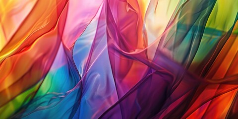 A close-up view of a collection of colorful fabrics with varying textures and patterns