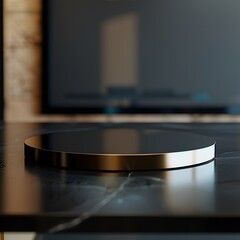 interior of a modern house with close up product display podium