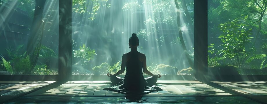 A realistic photo of a person in a yoga pose, symbolizing inner peace and mental strength