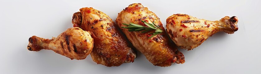 Deliciously grilled chicken drumsticks garnished with herbs, perfect for summer barbecues and savory meal presentations.