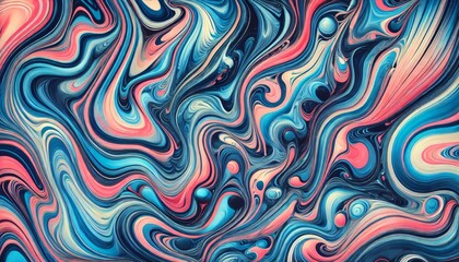 Obraz premium abstract background with mesmerizing design of glossy liquid textures Vivid waves of colors with pink, beige, blue swirls in a smooth pattern.