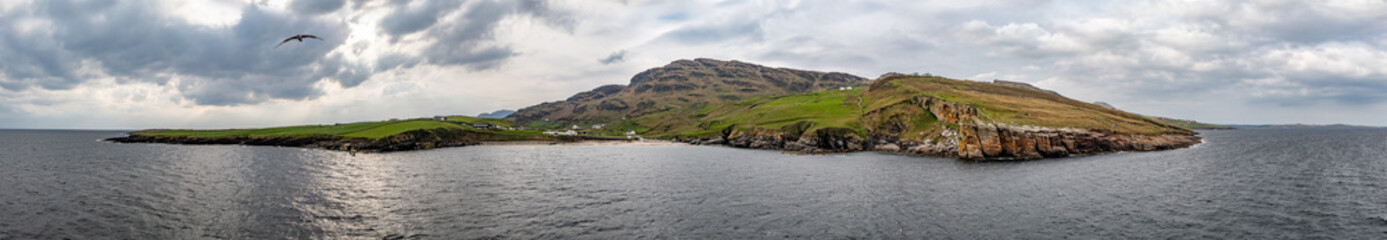 Aerial View of the rocky coastline at Muckros Head beach in Donegal, Ireland