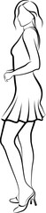Sketch of Sexy Woman In Mini Dress. Vector illustration
