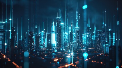 Fototapeta premium Futuristic Cityscape with Neon Lights