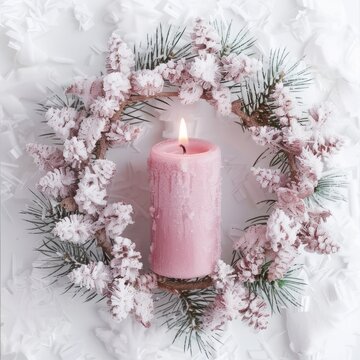 pink candle in advent wreath.