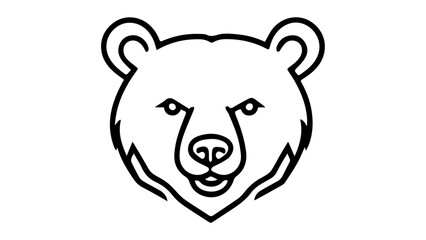 very simple vector bear illustration on white background, silhouette outline of a bear face