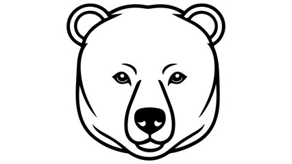 very simple black and white vector bear illustration on white background, silhouette outline of a bear face