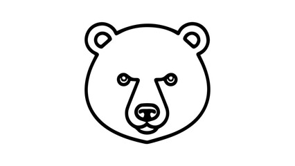 bear head outline shape vector illustration on white background, cute minimalistic bear simple cartoon vector illustration