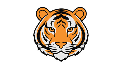 simple cartoon orange tiger head vector illustration on white background, beautiful tiger face illustration in vector 