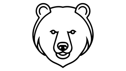 bear head outline shape vector illustration on white background, cute bear very simple vector illustration