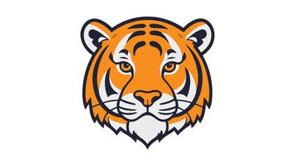 simple cartoon orange tiger head vector illustration on white background, beautiful tiger face illustration in vector 