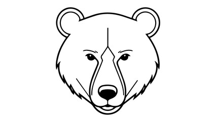 bear head outline shape vector illustration on white background, cute bear simple vector illustration