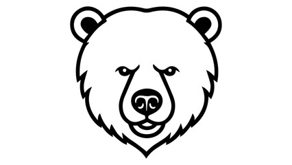 bear head outline shape vector illustration on white background, little bit angry bear simple vector illustration