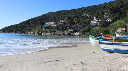 A peaceful scene unfolds on the northern end of Lagoinha Beach, Florianópolis, Santa Catarina, Brazil