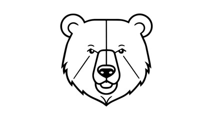 bear head outline shape vector illustration on white background, cute bear simple vector illustration