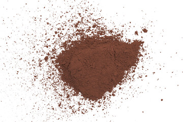 Brown powder isolated on transparent background.